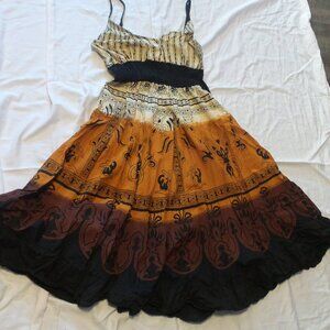 Cute BoHo Women Dress Size 2X Ethnic or fall colors stretch waist